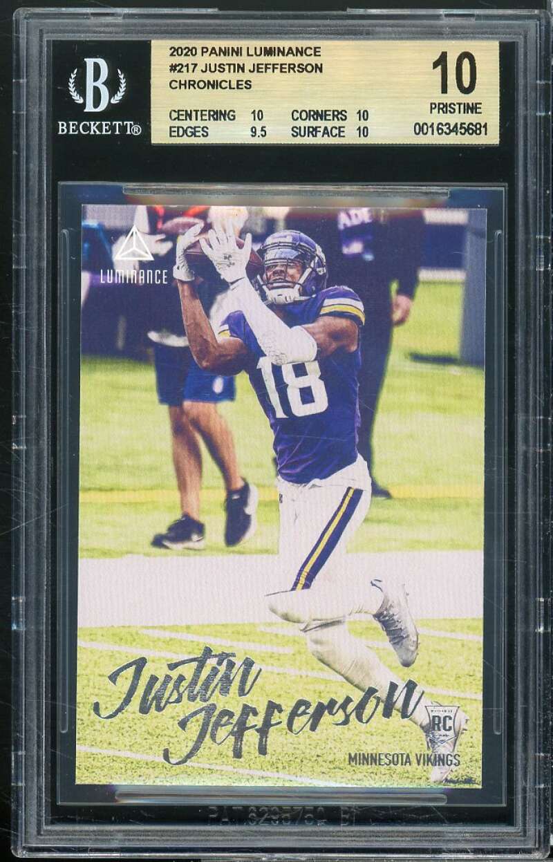 Justin Jefferson Rookie 2020 Panini Luminance Chronicles #217 (PRISTINE) BGS 10 Image 1