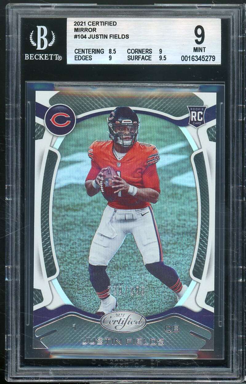 Justin Fields Rookie Card 2021 Certified Mirror #104 BGS 9 (8.5 9 9 9.5) Image 1