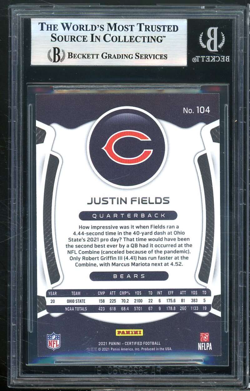 Justin Fields Rookie Card 2021 Certified Mirror #104 BGS 9 (8.5 9 9 9.5) Image 2