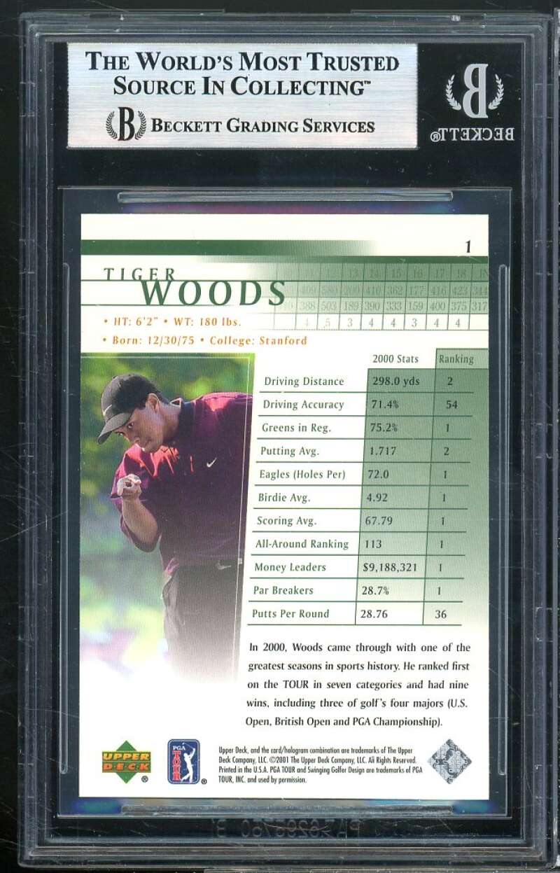 Tiger Woods Rookie Card 2001 Upper Deck #1 BGS 8.5 (9 8.5 9.5 8) Image 2