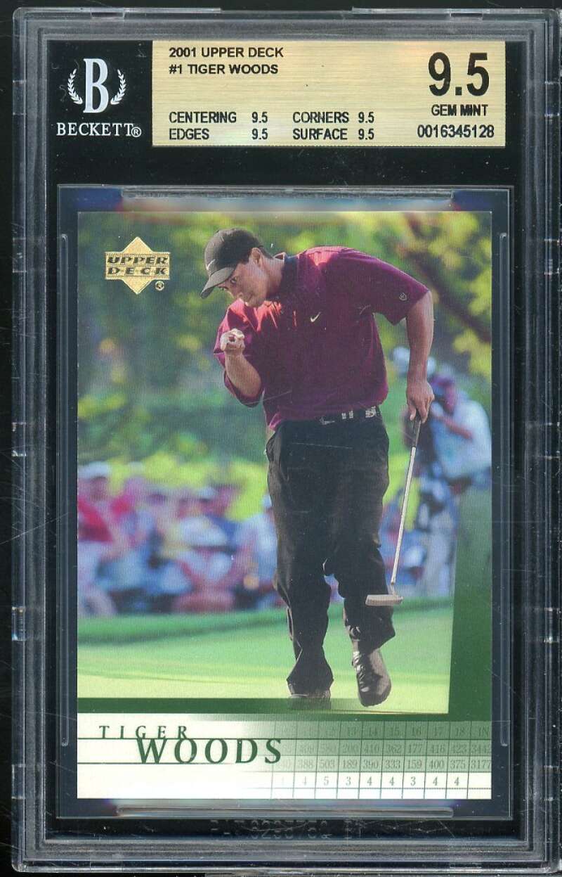 Tiger Woods Rookie Card 2001 Upper Deck #1 BGS 9.5 (9.5 9.5 9.5 9.5) Image 1