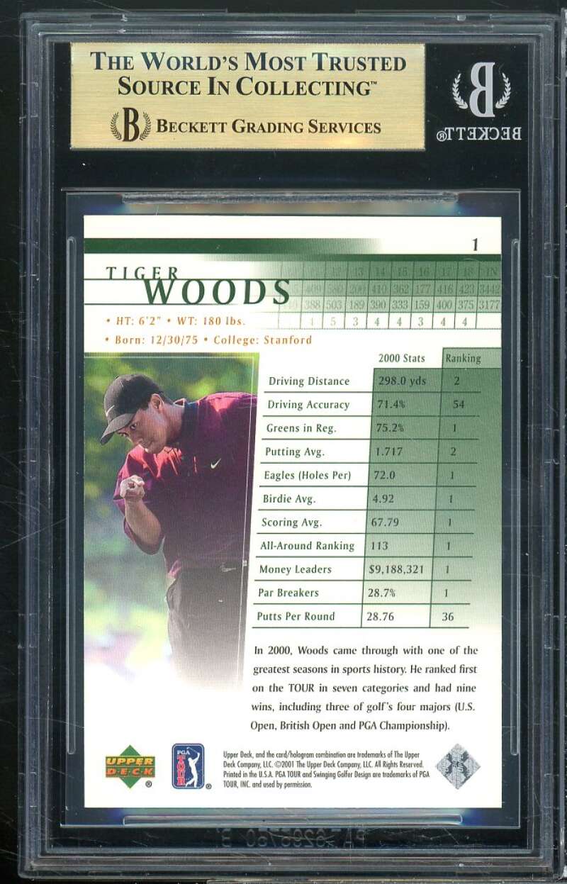 Tiger Woods Rookie Card 2001 Upper Deck #1 BGS 9.5 (9.5 9.5 9.5 9.5) Image 2