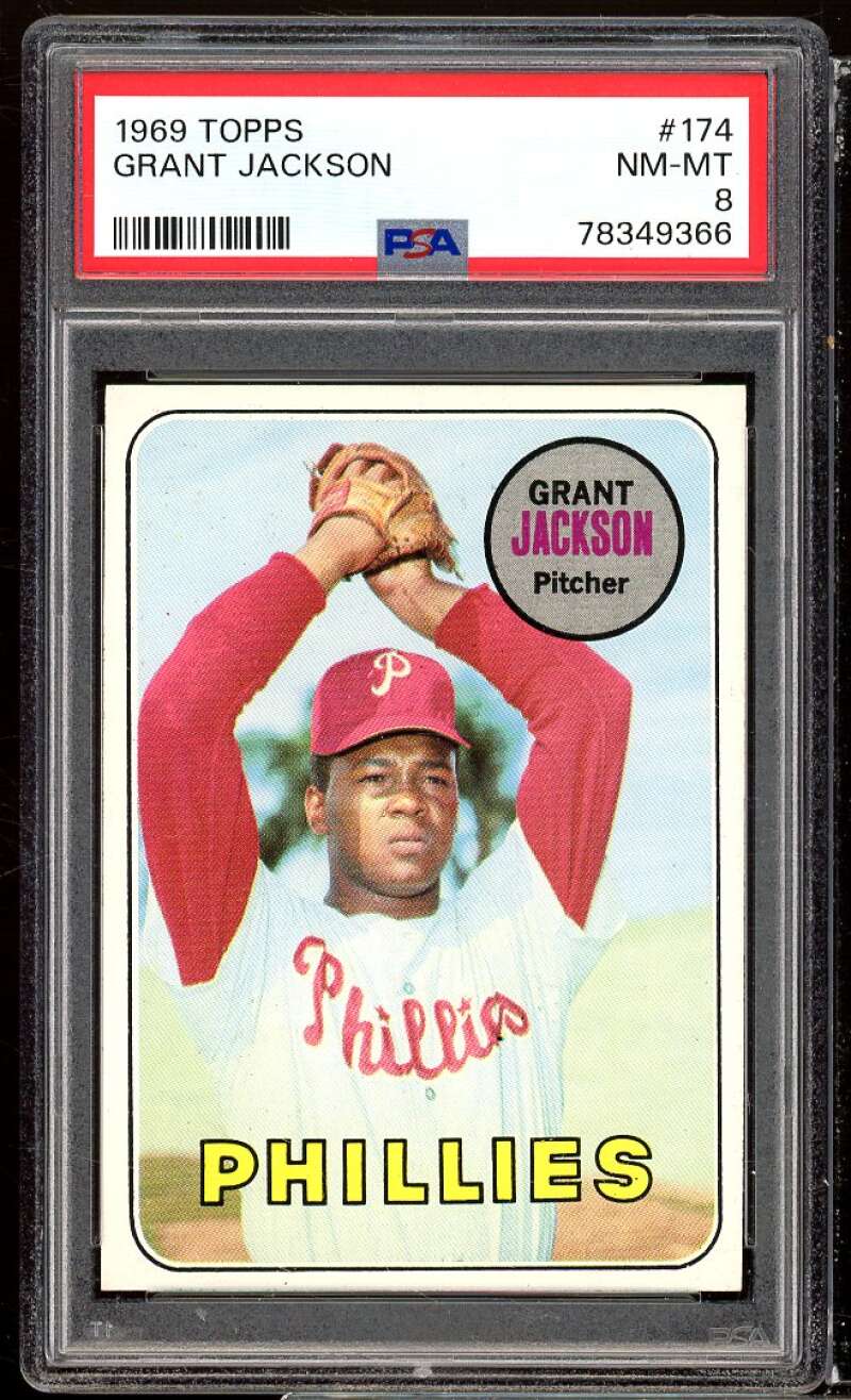 Grant Jackson Card 1969 Topps #174 PSA 8 Image 1