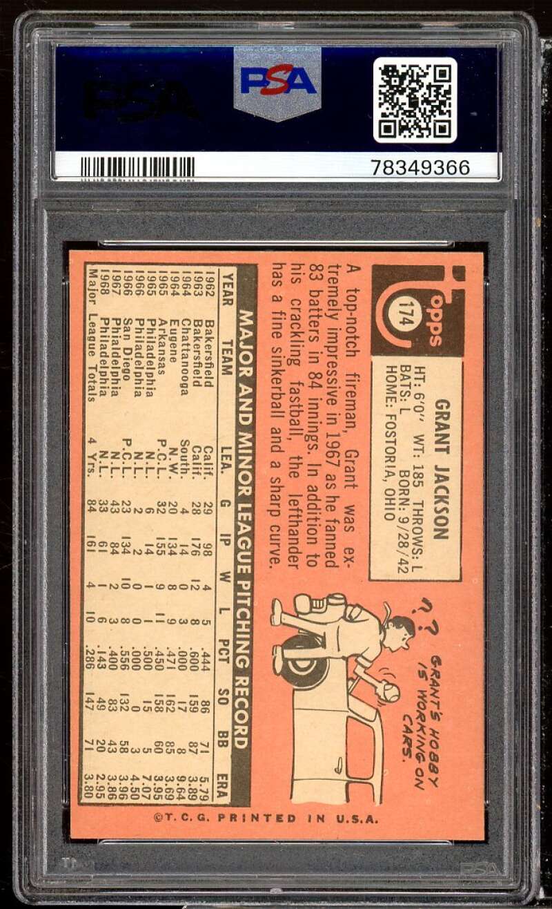 Grant Jackson Card 1969 Topps #174 PSA 8 Image 2