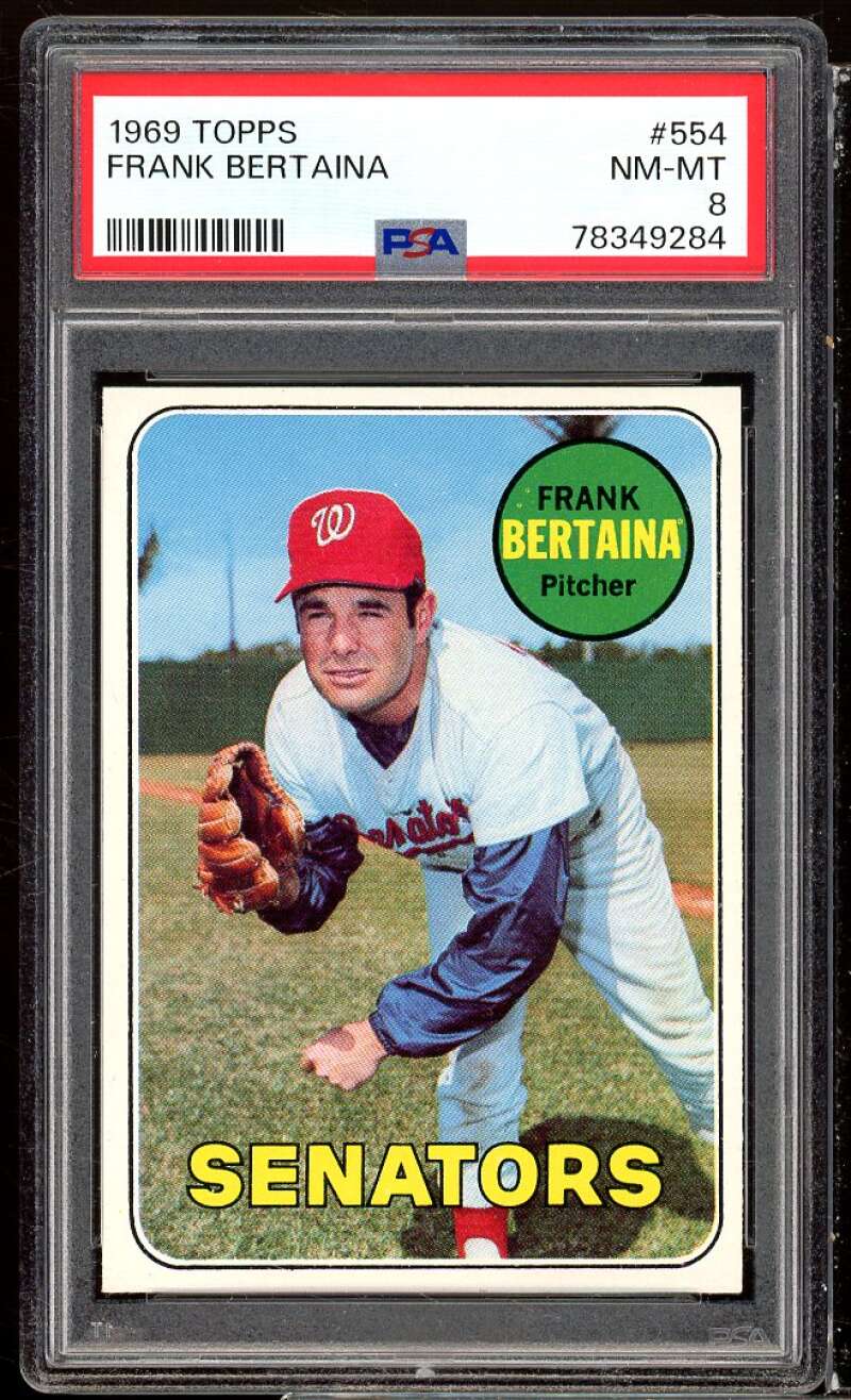 Frank Bertaina Card 1969 Topps #554 PSA 8 Image 1