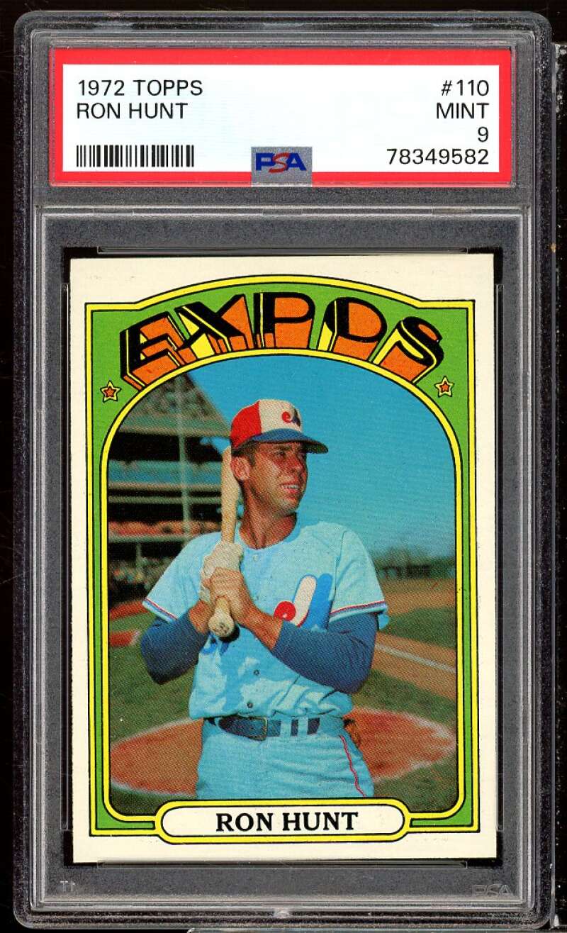 Ron Hunt Card 1972 Topps #110 PSA 9 Image 1