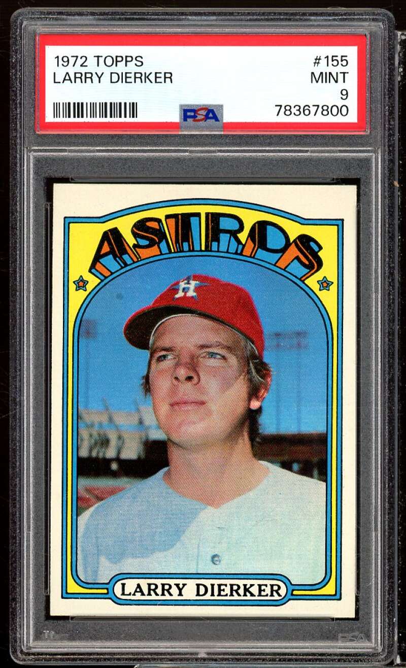 Larry Dierker Card 1972 Topps #155 PSA 9 Image 1