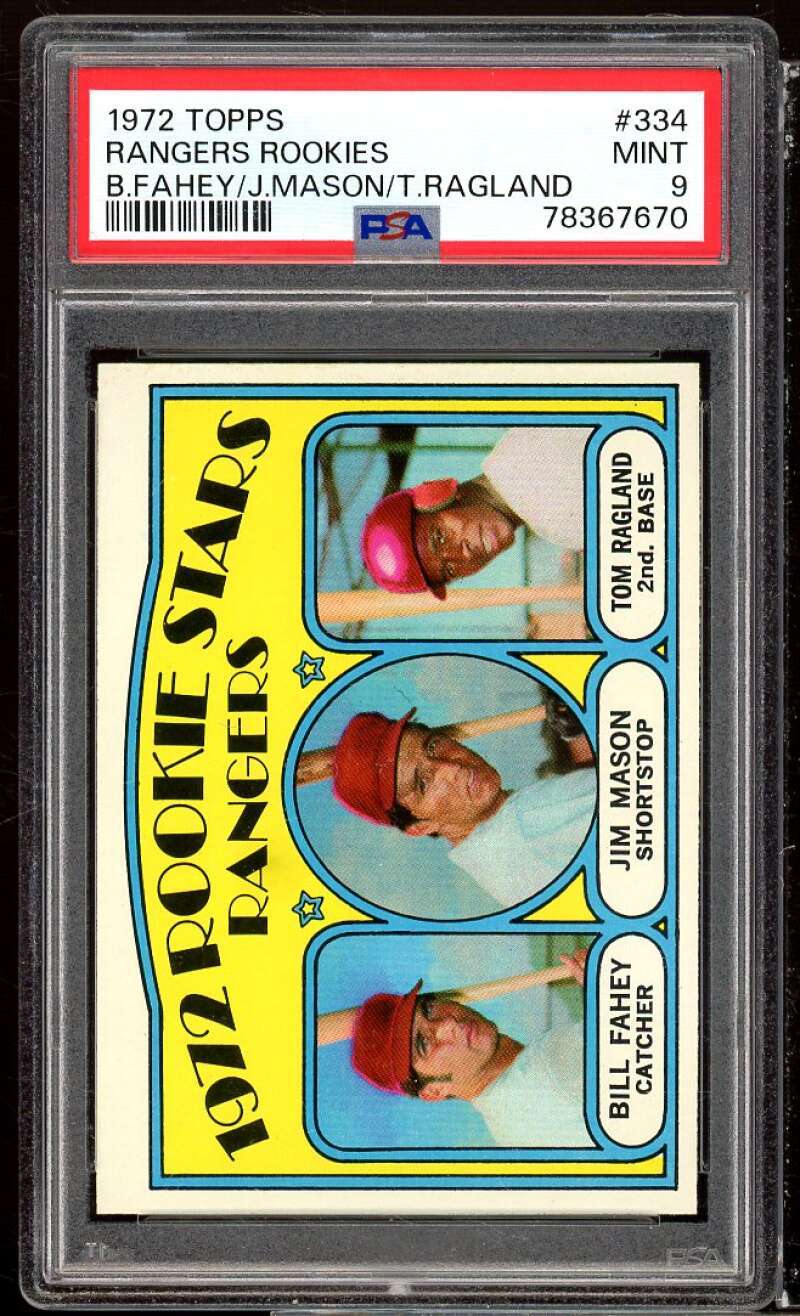 Bill Fahey/Jim Mason/Tom Ragland Rookie Card 1972 Topps #334 PSA 9 Image 1