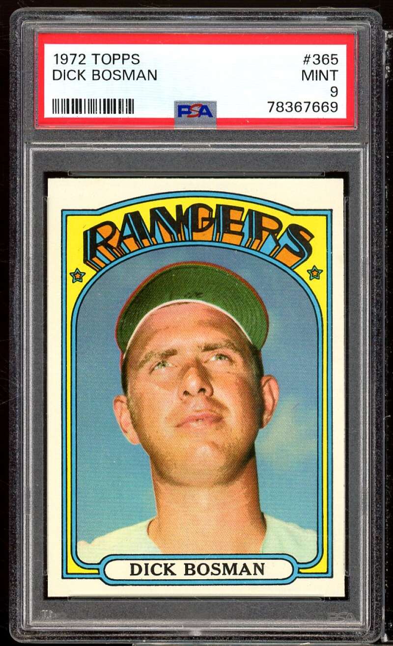 Dick Bosman Card 1972 Topps #365 PSA 9 Image 1