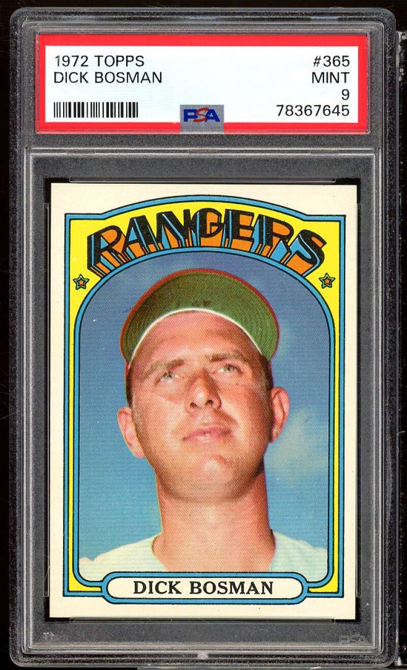 Dick Bosman Card 1972 Topps #365 PSA 9 Image 1