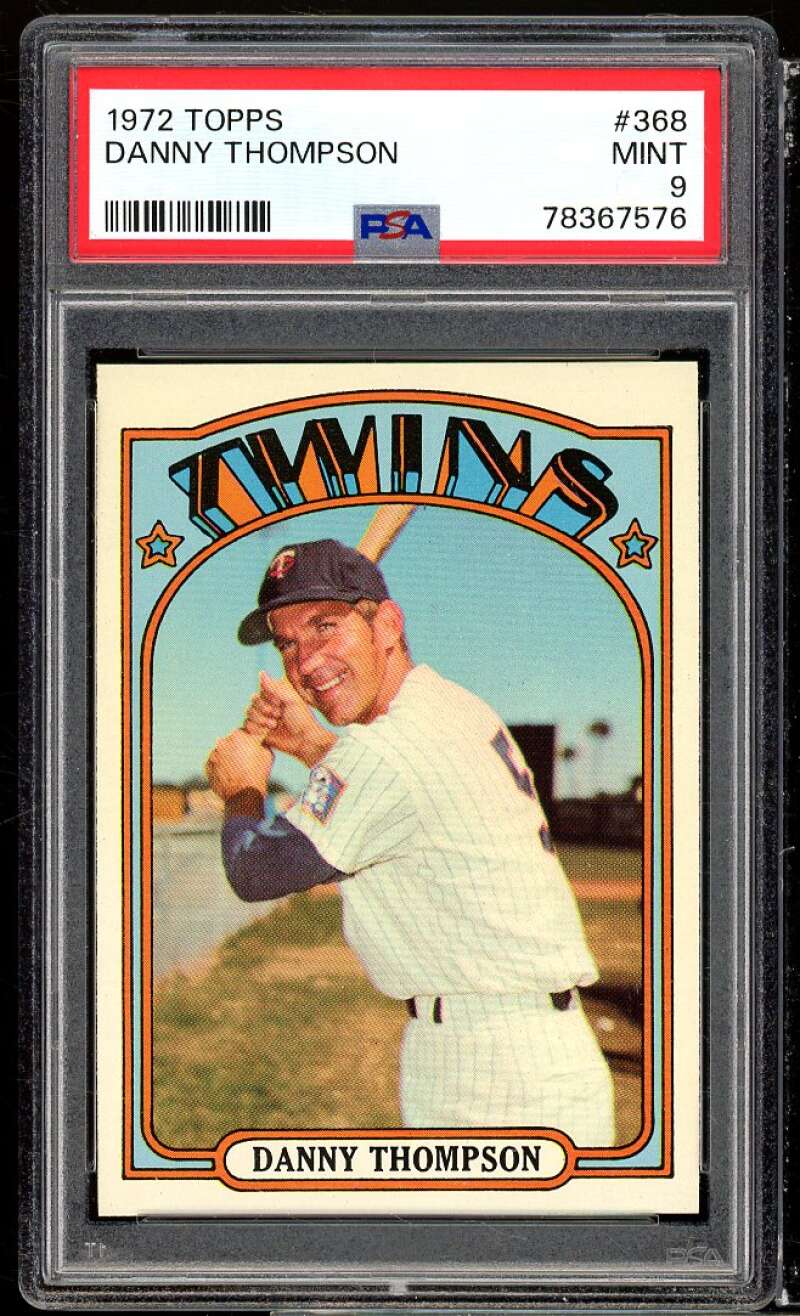 Danny Thompson Card 1972 Topps #368 PSA 9 Image 1