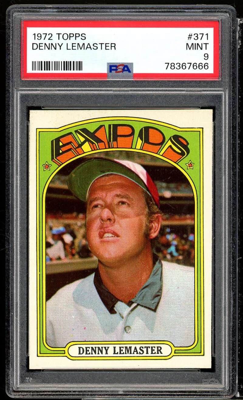 Denny Lemaster Card 1972 Topps #371 PSA 9 Image 1