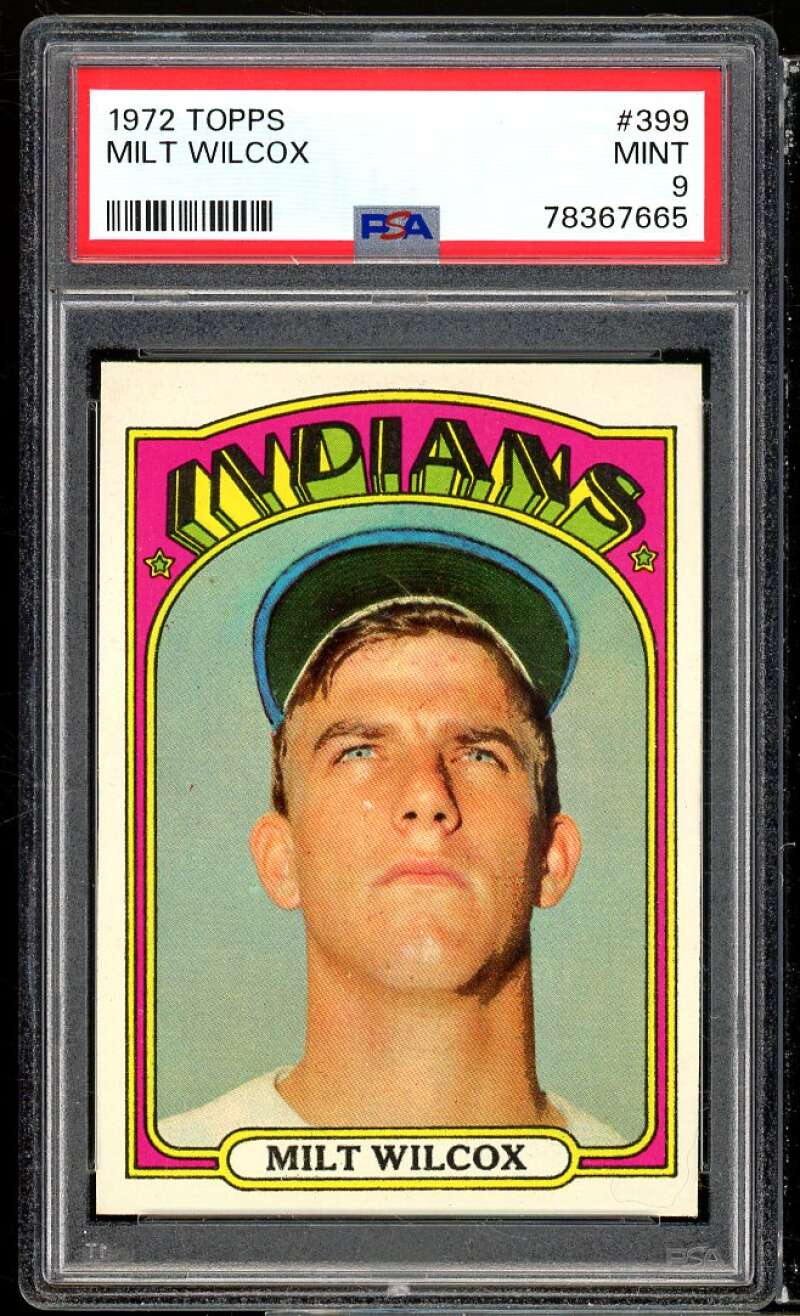 Milt Wilcox Card 1972 Topps #399 PSA 9 Image 1