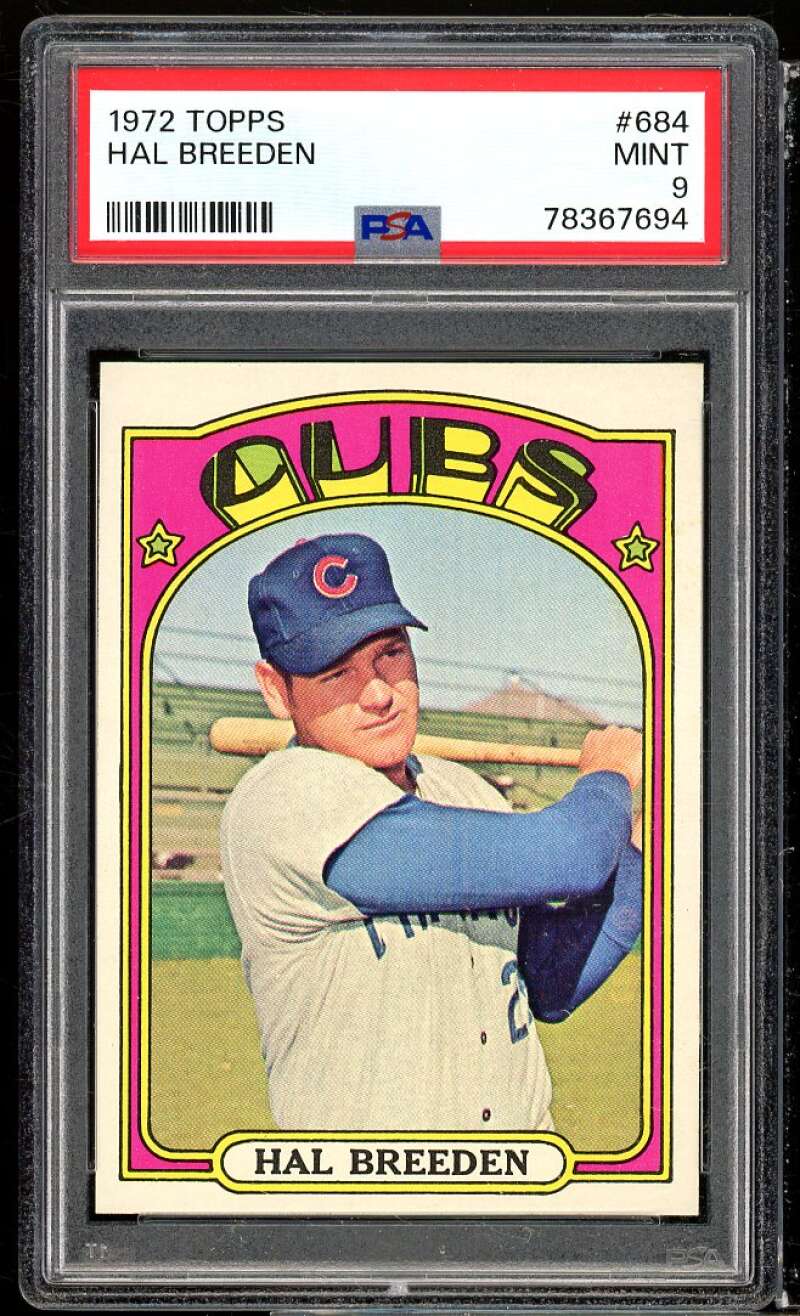 Hal Breeden Card 1972 Topps #684 PSA 9 Image 1