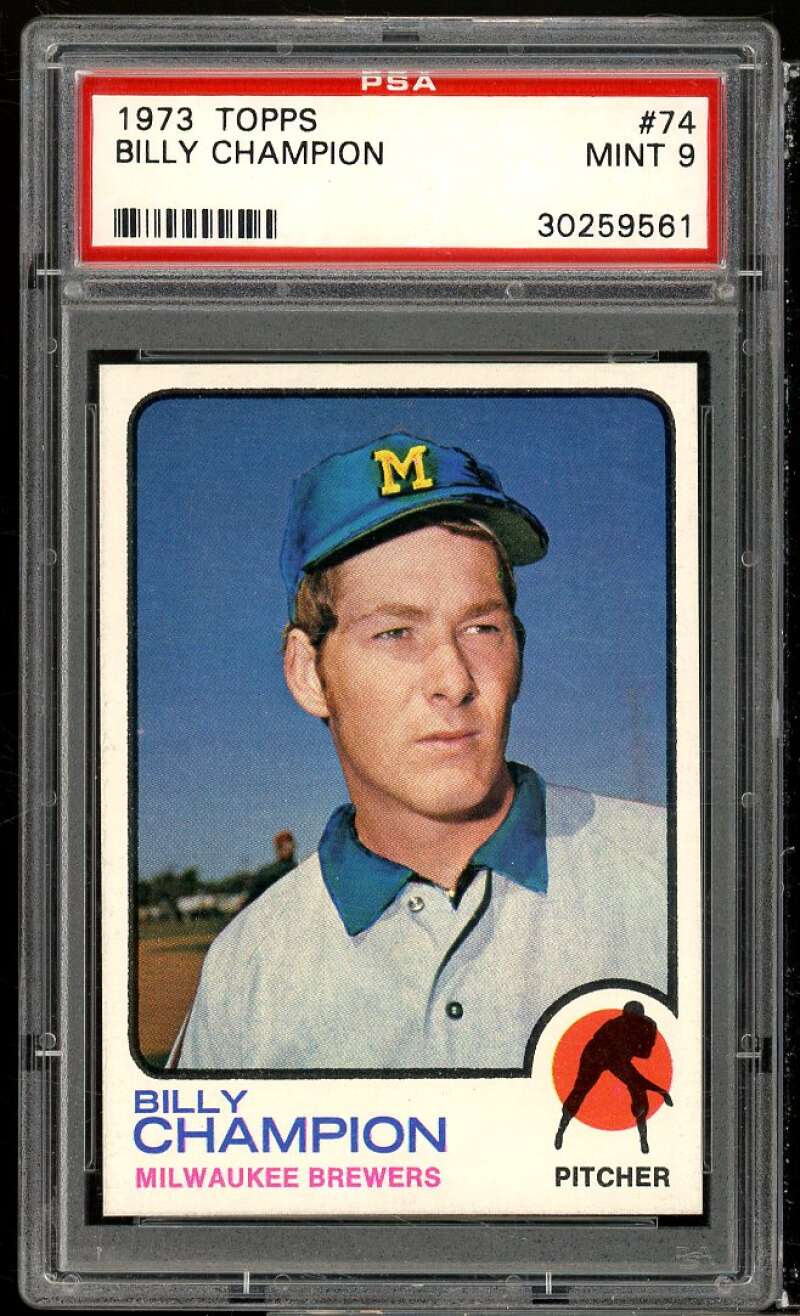 Billy Champion Card 1973 Topps #74 PSA 9 Image 1