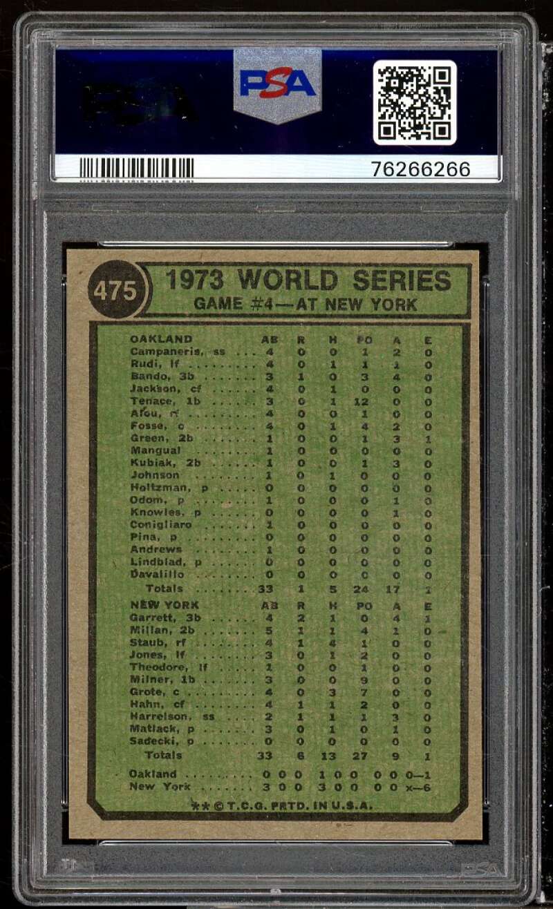 World Series Game 4 Card 1974 Topps #475 PSA 5 Image 2