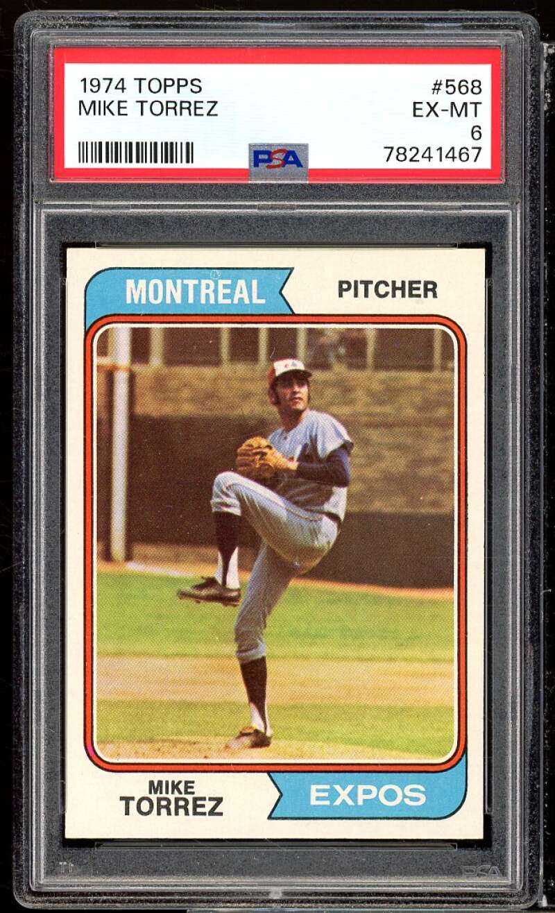 Mike Torrez Card 1974 Topps #568 PSA 6 Image 1