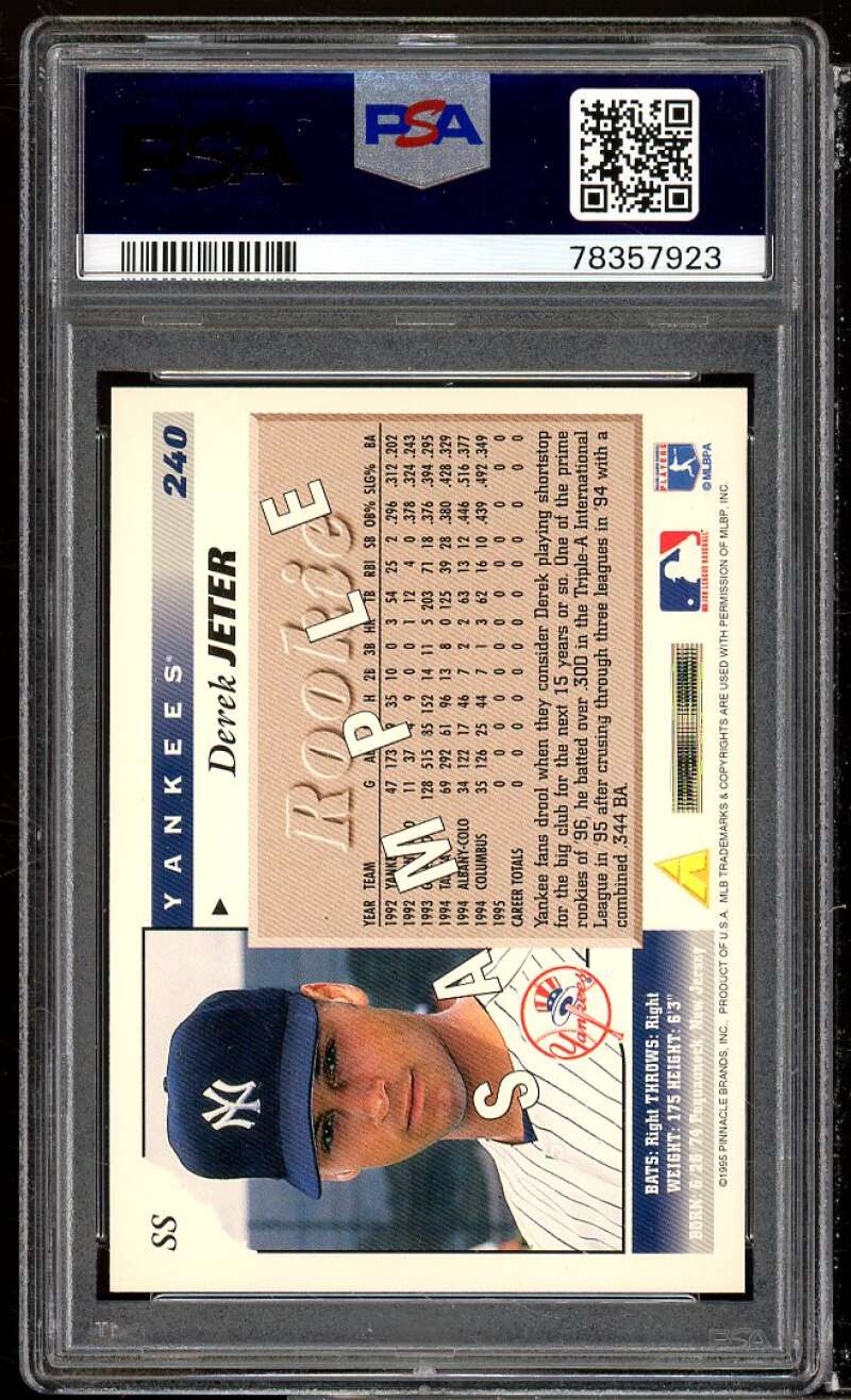 Derek Jeter Card 1996 Score Rookie Sample #240 PSA 9 Image 2