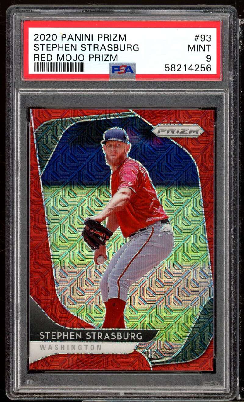 Stephen Strasburg Card 2020 Panini Prizm Red Mojo Prizm #93 PSA 9 Image 1