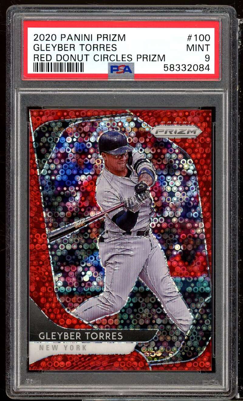 Gleyber Torres Card 2020 Panini Prizm Red Donut Circles #100 PSA 9 Image 1