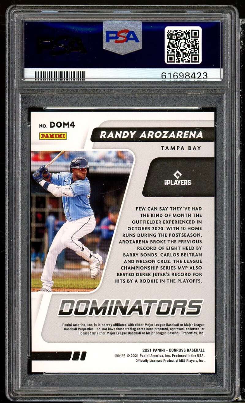 Randy Arozarena Card 2021 Donruss Dominators Silver #4 PSA 9 Image 2