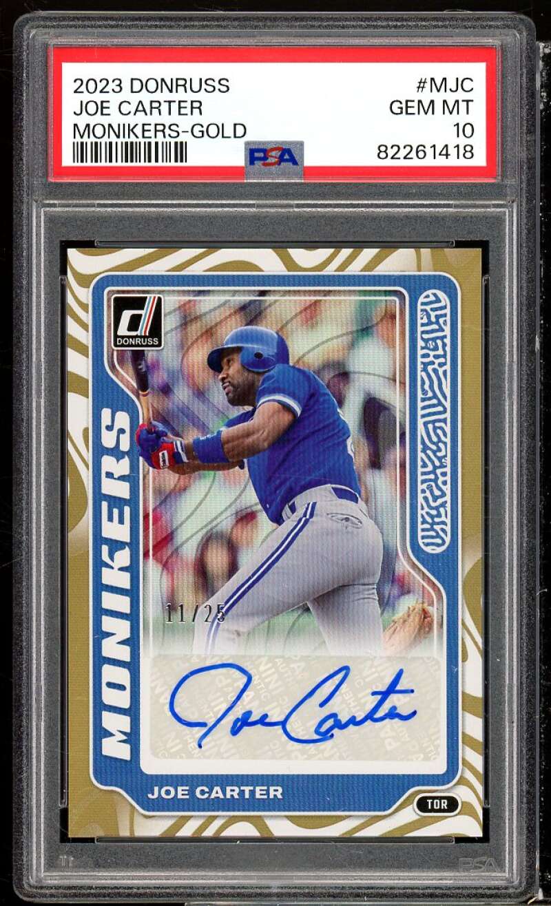 Joe Carter Card 2023 Donruss Monikers Gold #MJC (pop 1) PSA 10 Image 1