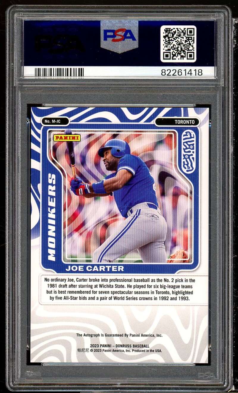 Joe Carter Card 2023 Donruss Monikers Gold #MJC (pop 1) PSA 10 Image 2