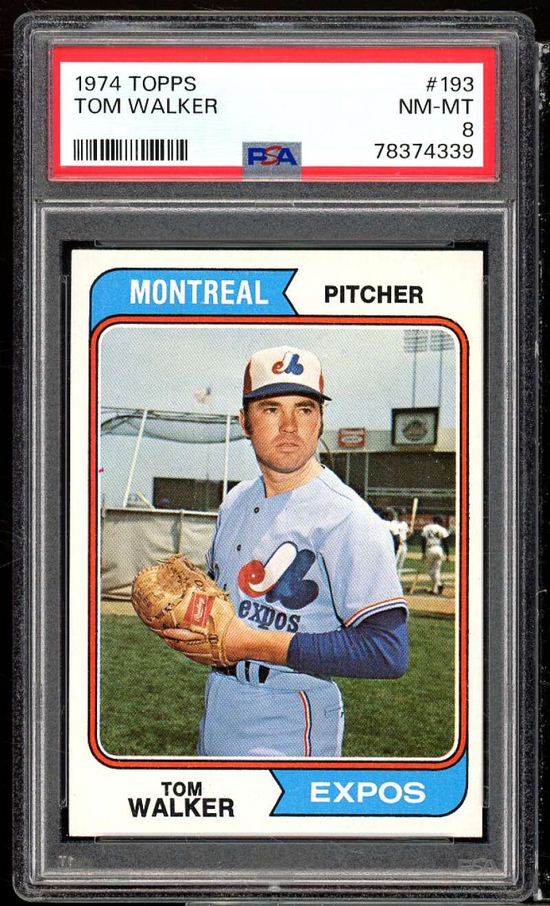 Tom Walker Card 1974 Topps #193 PSA 8 Image 1