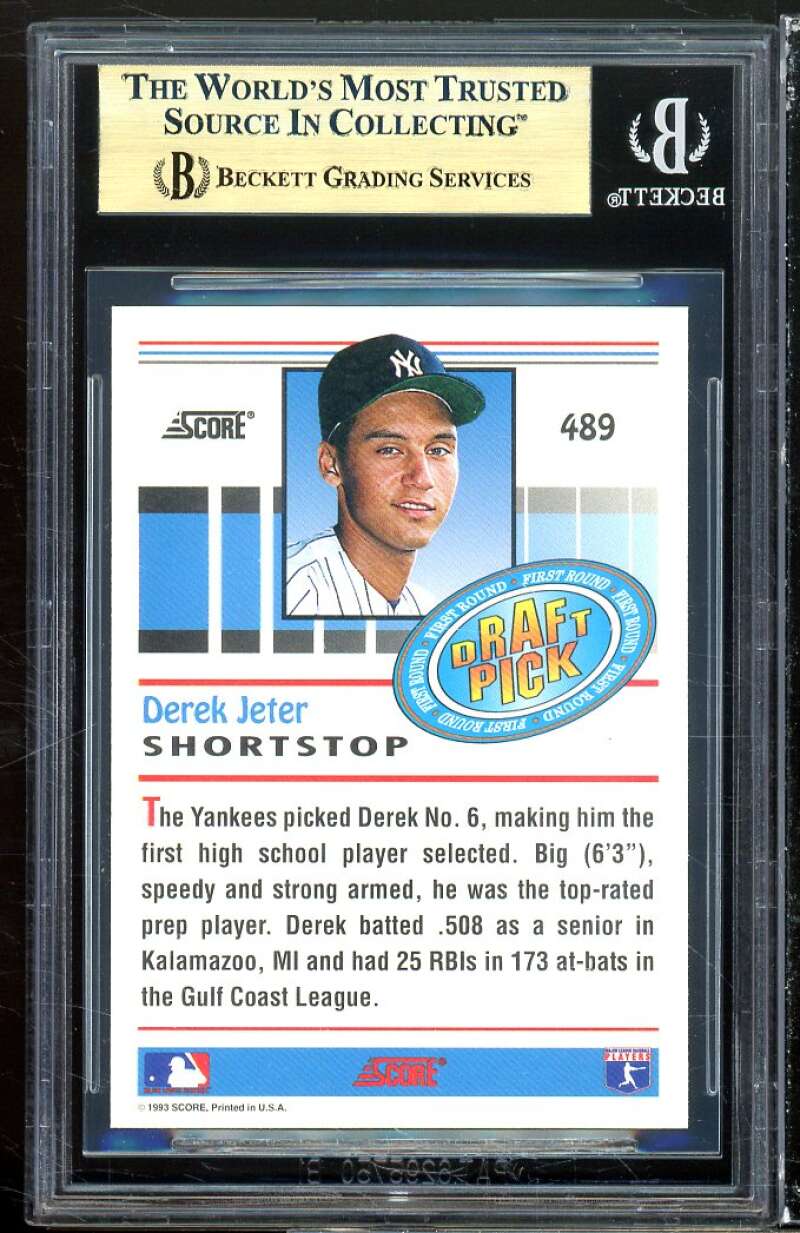 Derek Jeter Rookie Card 1993 Score #489 BGS 9.5 (9.5 9 9.5 9.5) Image 2