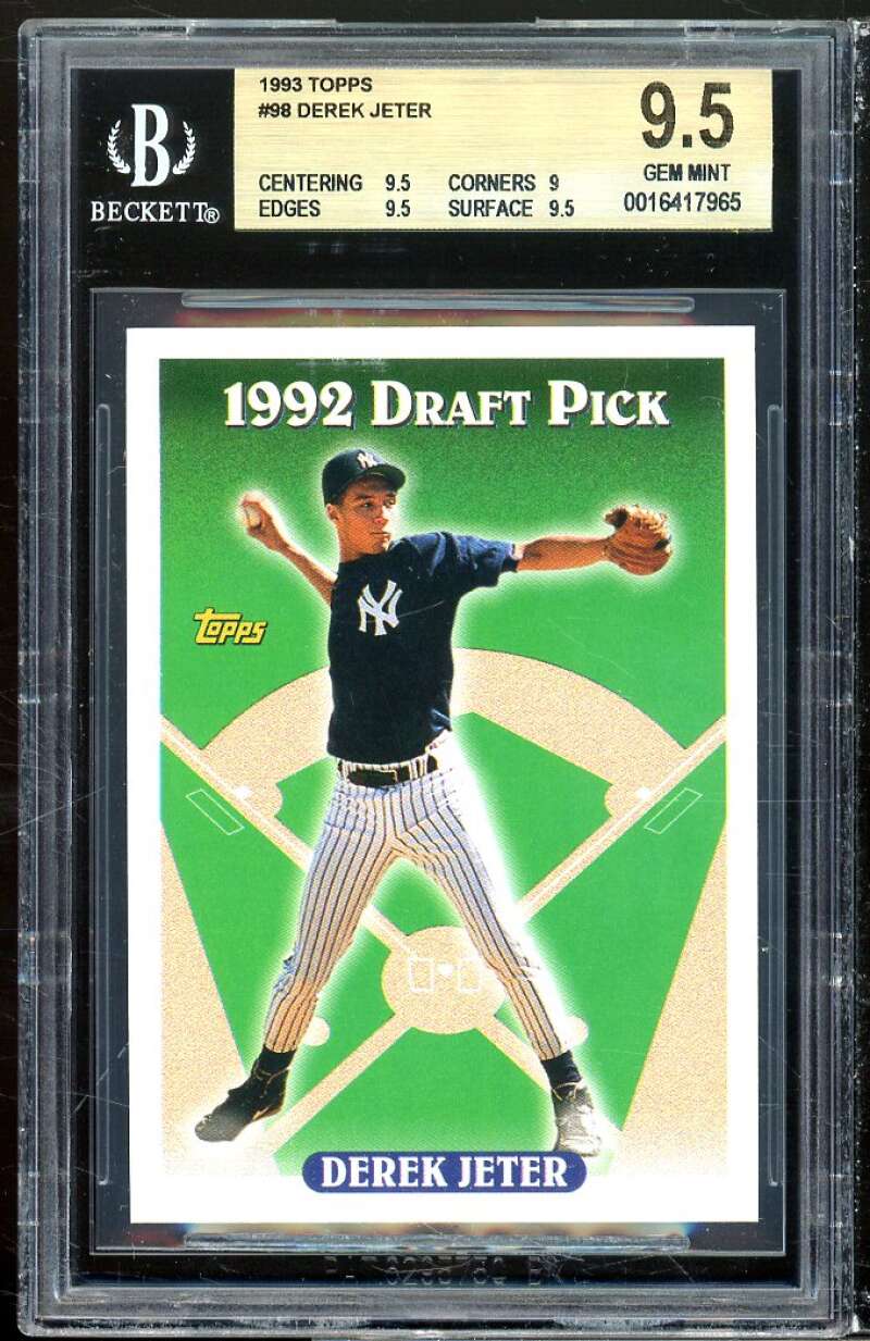 Derek Jeter Rookie Card 1993 Topps #98 BGS 9.5 (9.5 9 9.5 9.5) Image 1