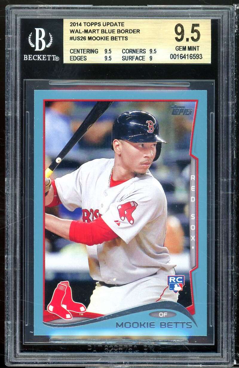 Mookie Betts Rookie Card 2014 Topps Update Wal-Mart Blue Border #us26 BGS 9.5 Image 1