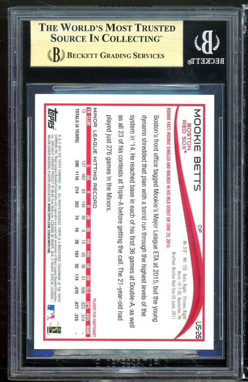 Mookie Betts Rookie Card 2014 Topps Update Wal-Mart Blue Border #us26 BGS 9.5 Image 2