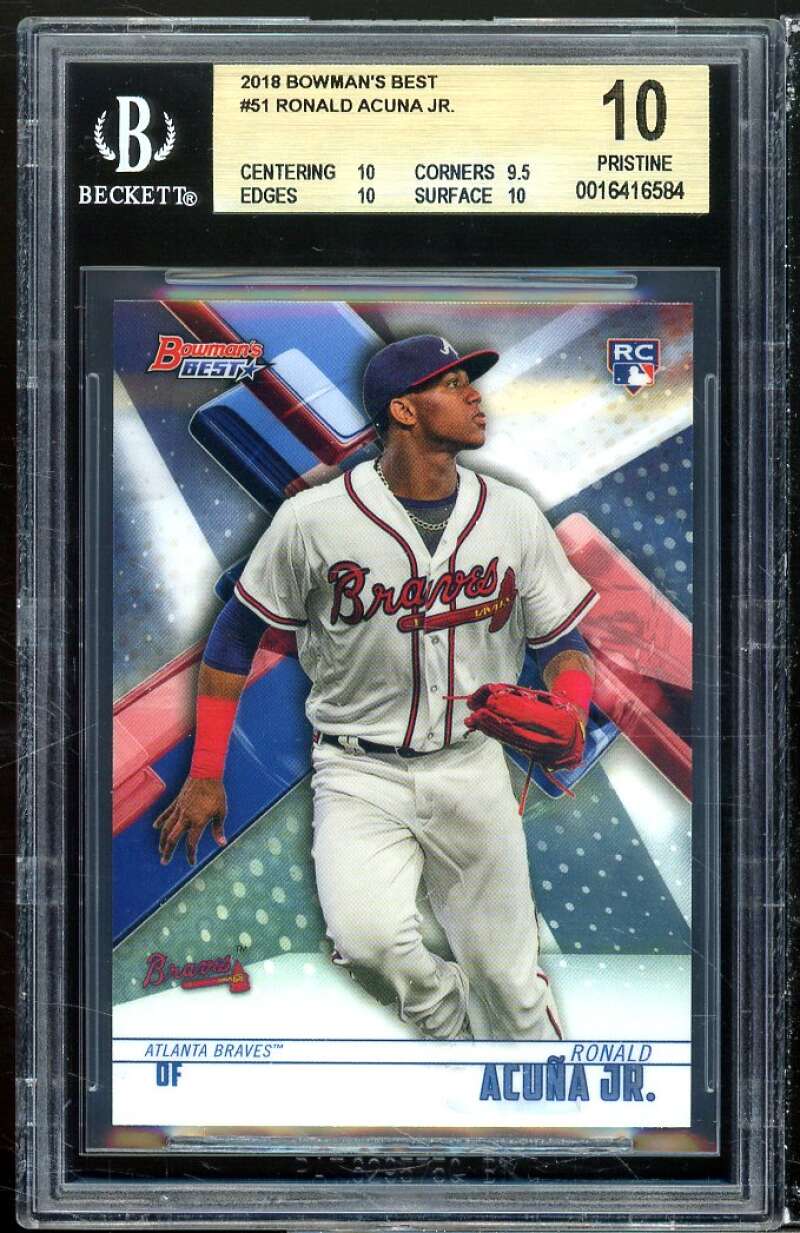 Ronald AcuÃ±a Jr. Rookie Card 2018 Bowman's Best #51 (PRISTINE) BGS 10 Image 1