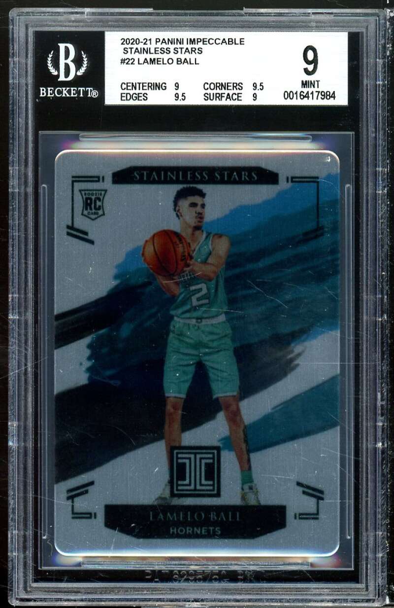 LaMelo Ball Rookie Card 2020-21 Panini Impeccable Stainless Stars #22 BGS 9 Image 1