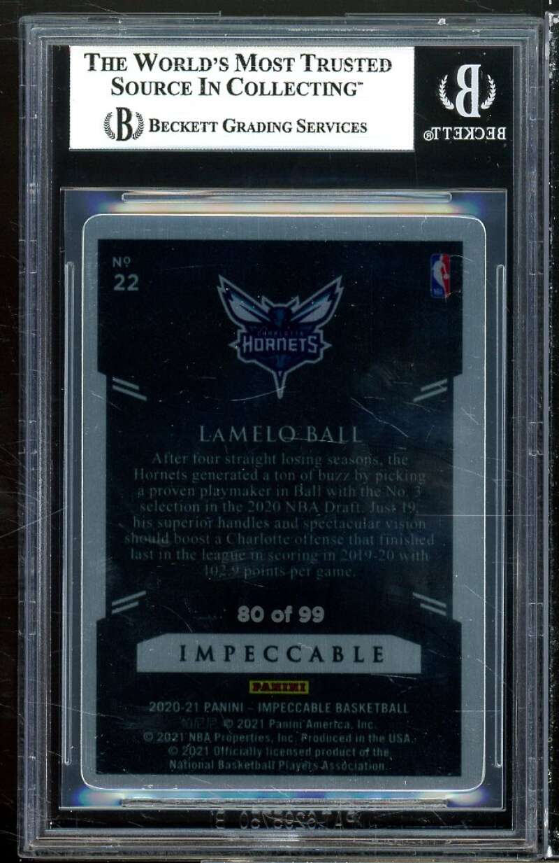 LaMelo Ball Rookie Card 2020-21 Panini Impeccable Stainless Stars #22 BGS 9 Image 2