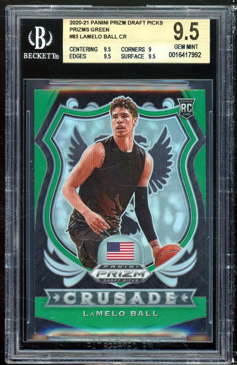 LaMelo Ball Rookie Card 2020-21 Panini Prizm DP Prizms Green #83 BGS 9.5 Image 1