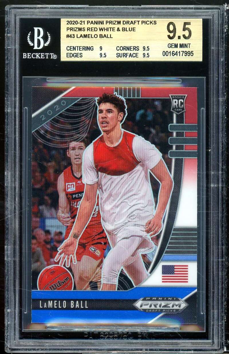 LaMelo Ball Rookie 2020-21 Panini Prizm DP Prizms Red White Blue #43 BGS 9.5 Image 1