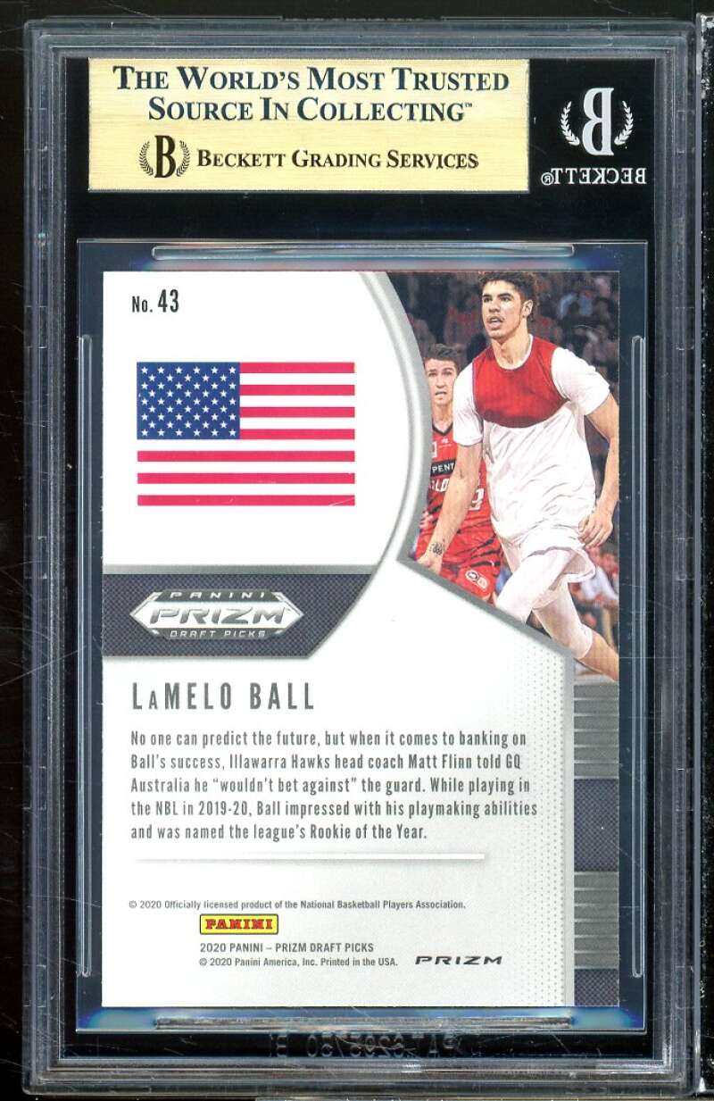 LaMelo Ball Rookie 2020-21 Panini Prizm DP Prizms Red White Blue #43 BGS 9.5 Image 2