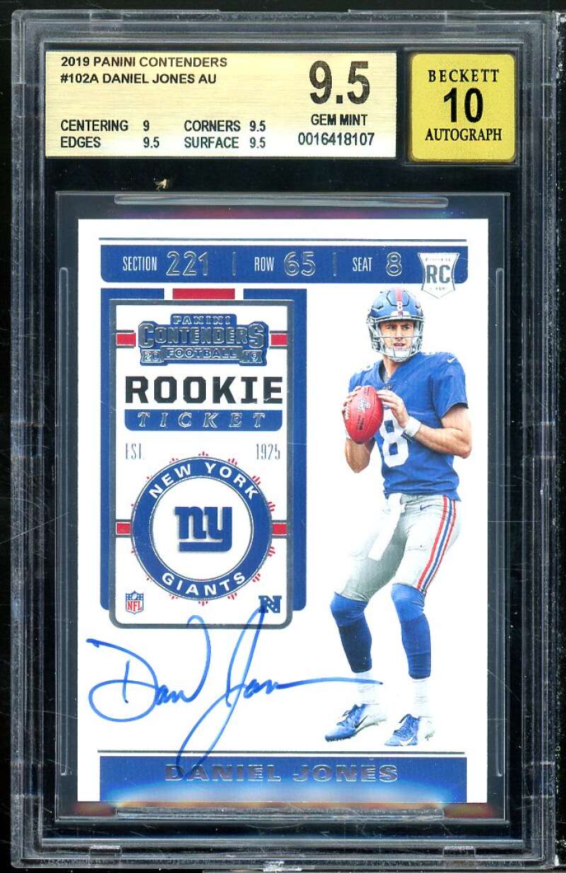 Daniel Jones Card 2019 Panini Contenders Autograph #102a BGS 9.5 auto 10 Image 1