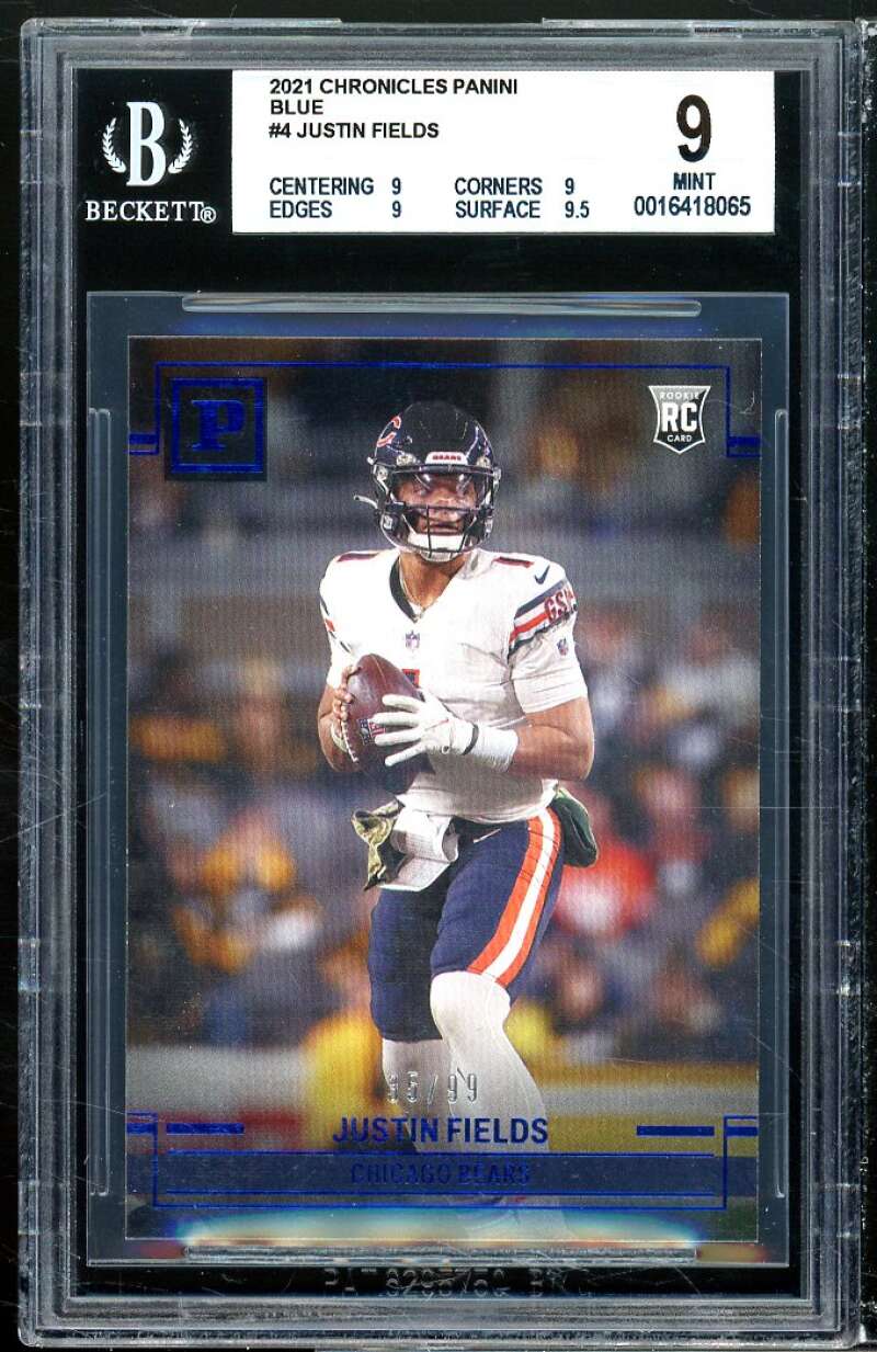 Justin Fields Rookie 2021 Panini Chronicles Blue #4 (pop 1) BGS 9 (9 9 9 9.5) Image 1