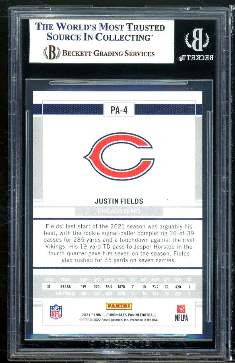 Justin Fields Rookie 2021 Panini Chronicles Blue #4 (pop 1) BGS 9 (9 9 9 9.5) Image 2