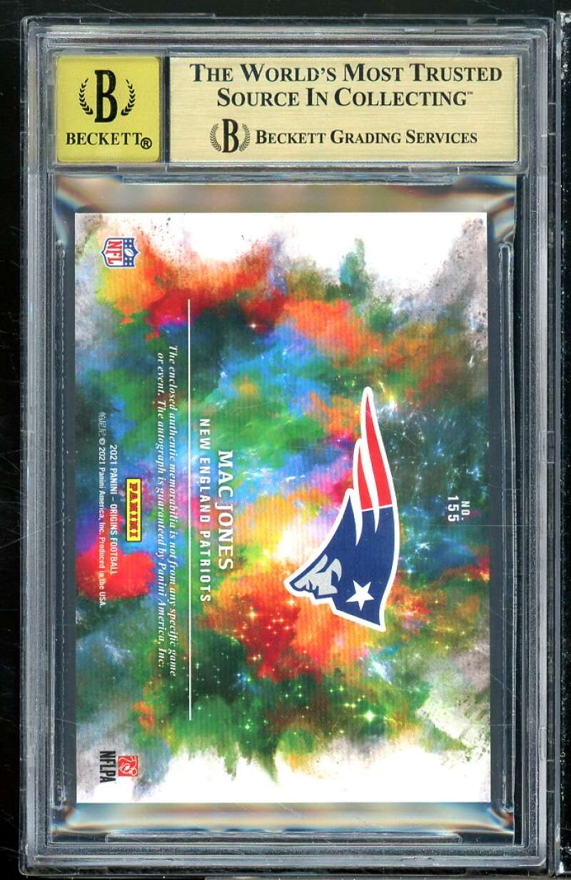 Mac Jones Rookie Card 2021 Panini Origins Jersey Auto (pop 2) #155 BGS 9.5 Image 2