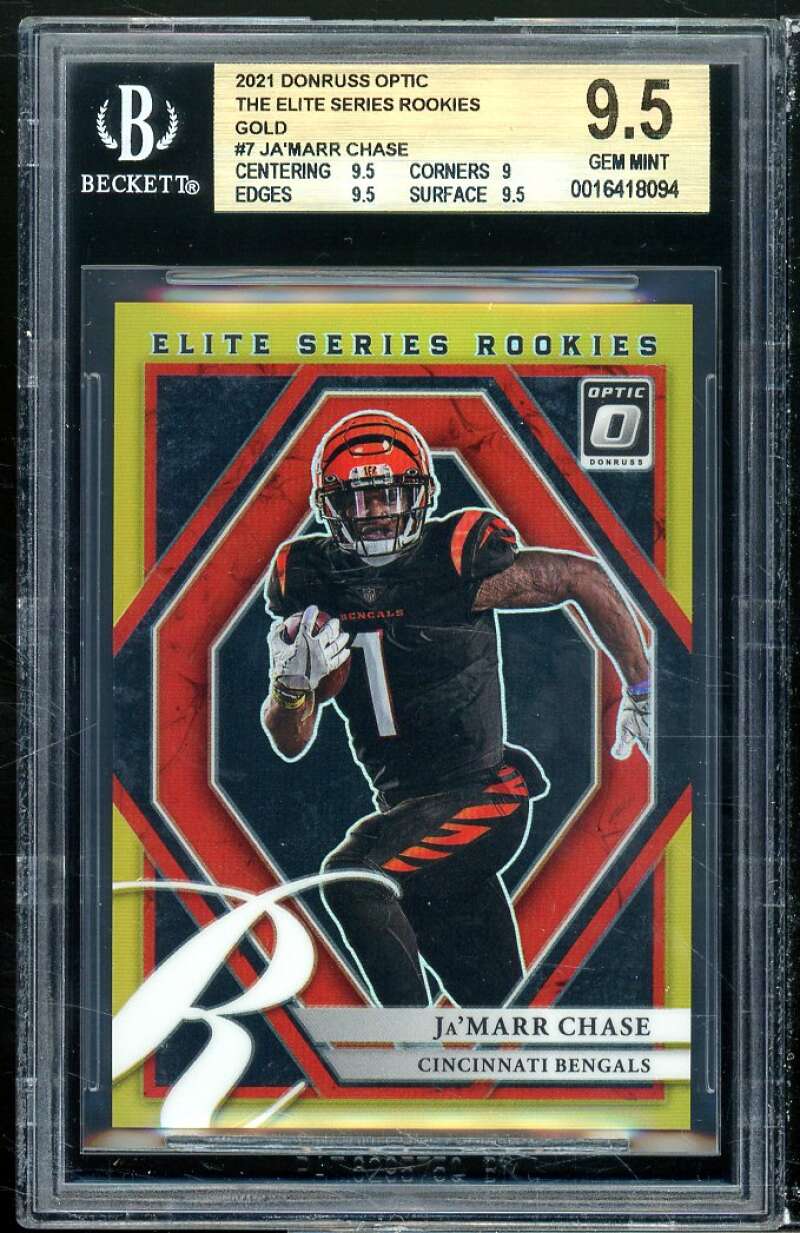 Ja'Marr Chase 2021 Donruss Optic Elite Series Rookies Gold #7 (pop 1) BGS 9.5 Image 1