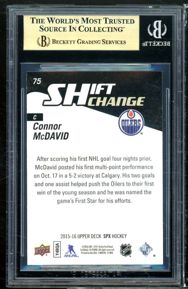 Connor McDavid Rookie Card 2015-16 SPX #75 BGS 9.5 (9 9.5 9.5 9.5 ) Image 2