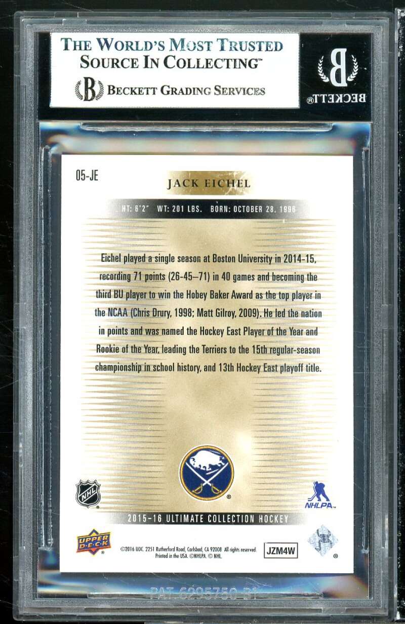 Jack Eichel Rookie 2015-16 Ultimate Collection 2005-06 Ultimate #05-JE BGS 9 Image 2