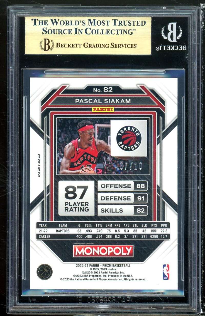 Pascal Siakam 2022-23 Panini Prizm Monopoly Gold Money Wave (7/10) #82 BGS 9.5 Image 2