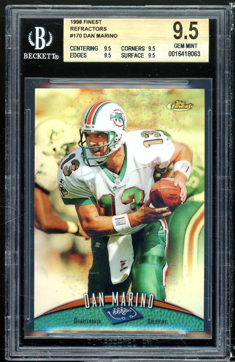 Dan Marino Card 1998 Finest Refractors #170 BGS (pop 3) 9.5 (9.5 9.5 9.5 9.5) Image 1