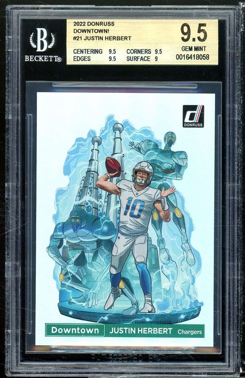 Justin Herbert Card 2022 Donruss #21 BGS 9.5 (9.5 9.5 9.5 9) Image 1