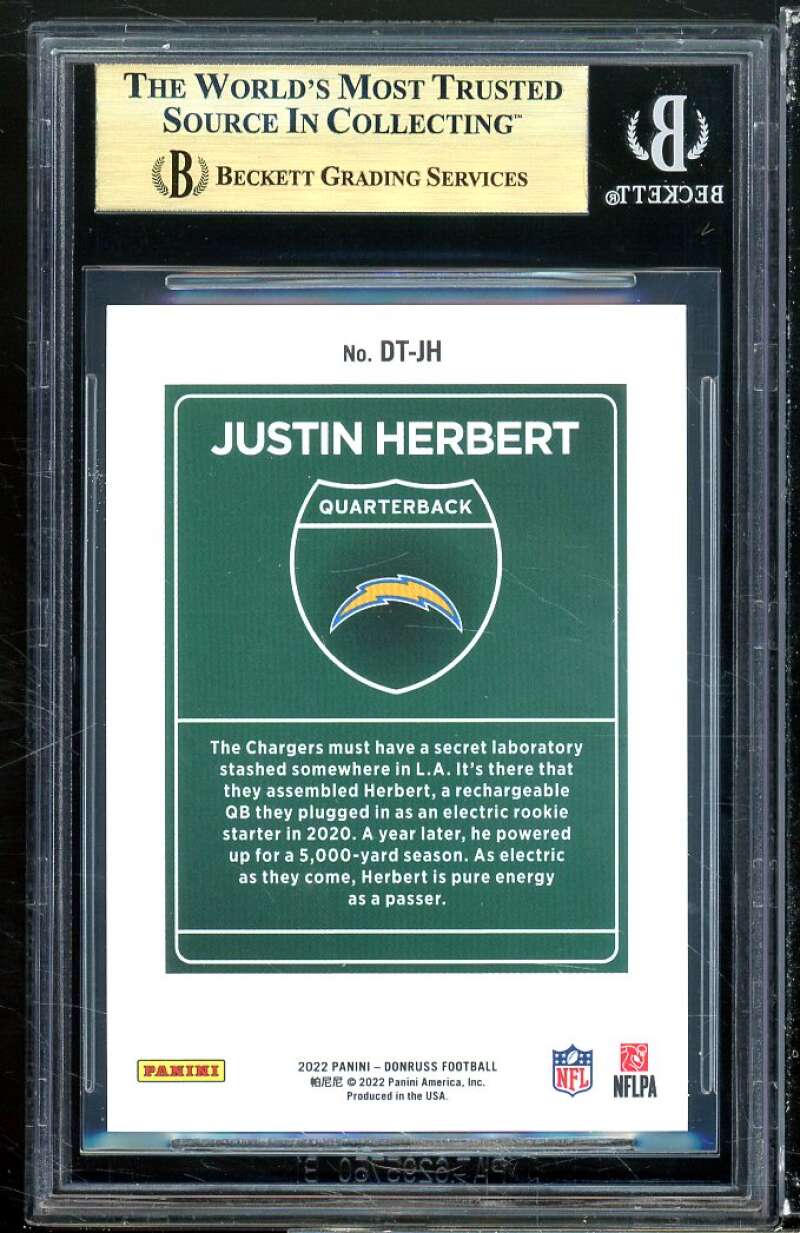 Justin Herbert Card 2022 Donruss #21 BGS 9.5 (9.5 9.5 9.5 9) Image 2