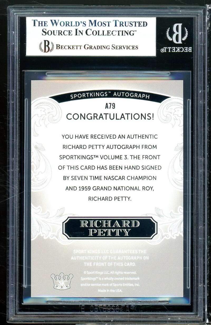 Richard Petty 2022 Sportkings Volume 3 Autographs Silver #79 (4/25)(pop 1) BGS 9 Image 2